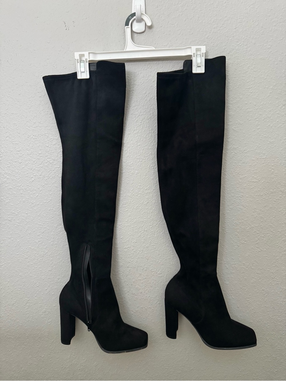 Aldo Black Over-the-Knee Suede-Look Block Heel Boots